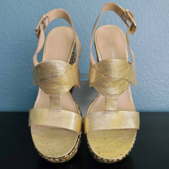 VIA SPIGA ~ “Flora” Gold Leather Platform Heels ~ 8M  EUC - Picture 10 of 14
